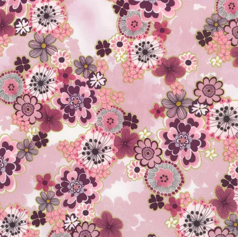 Fabric ~ Imperial Collection: Graceful Cranes - 23508-416 PEARL PINK