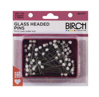 birch glass headed pins (0.76mm x 50mm)