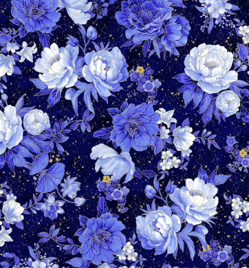 Fabric ~ Lotus Moonlight - CM39881- Navy