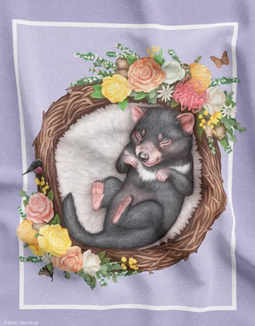 Devonstone Panel ~ Native Nursery Tasmanian Devil Cot Panel DV3685