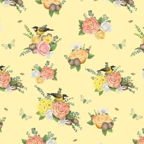 Fabric ~ Devonstone Native Nursery - All-Over Yellow