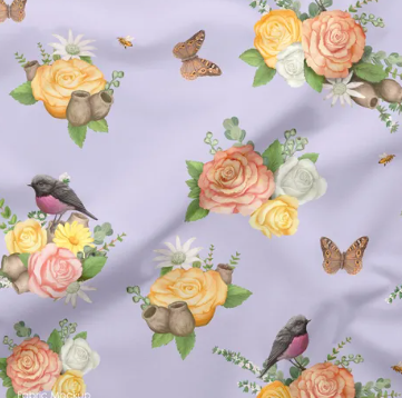 Fabric ~ Devonstone Native Nursery - All-Over Purple