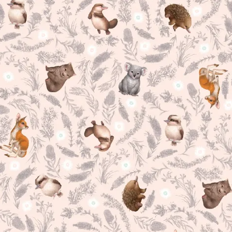 Fabric ~ Devonstone Little Aussie Friends Pink - DV3143