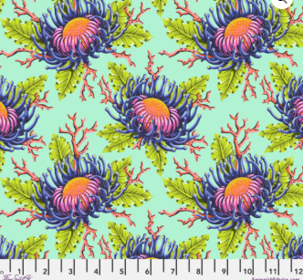 Tula Pink ~ Floral Reef - Friends & Anemones Seafoam