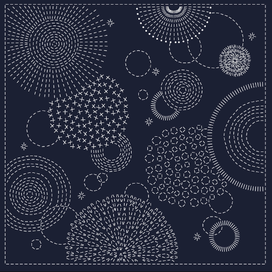 Sashiko cloth - HANABI (Navy)