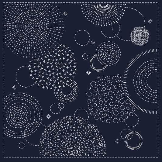 Sashiko cloth - HANABI (Navy)