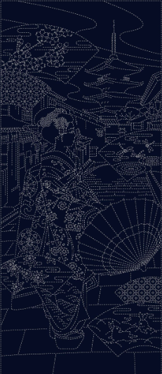 Sashiko Panel - MAIKO-SAN (Navy)