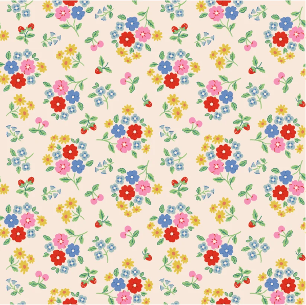 Fabric - Bluebells & Buttercups - White