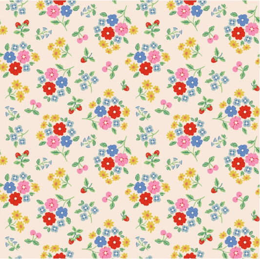 Fabric - Bluebells & Buttercups - White