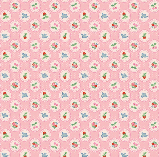 Fabric - Bluebells & Buttercups - Chirp & Charm Pink