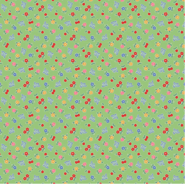 Fabric - Bluebells & Buttercups - Cheery Bluebird Mint