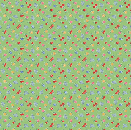 Fabric - Bluebells & Buttercups - Cheery Bluebird Mint