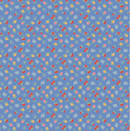 Fabric - Bluebells & Buttercups - Cheery Bluebird Periwinkle