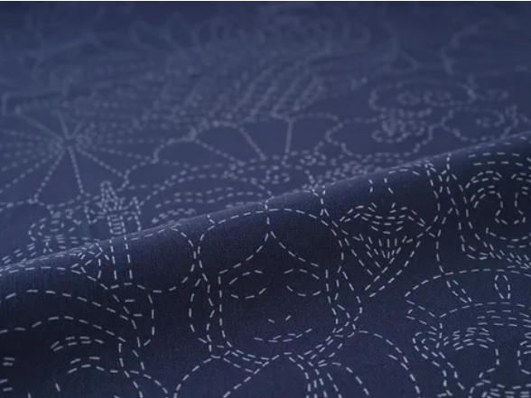 Celebratory Sashiko Fabric - COSMO - Seven Gods of Fortune - NAVY