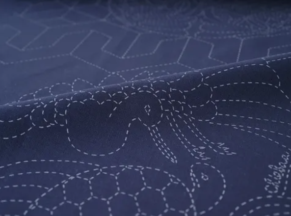 Celebratory Sashiko Fabric - COSMO - Kotobuki Navy