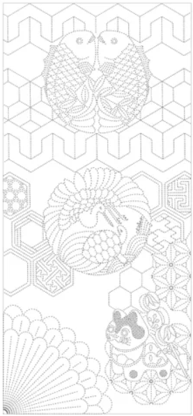 Celebratory Sashiko Fabric - COSMO - Kotobuki Navy
