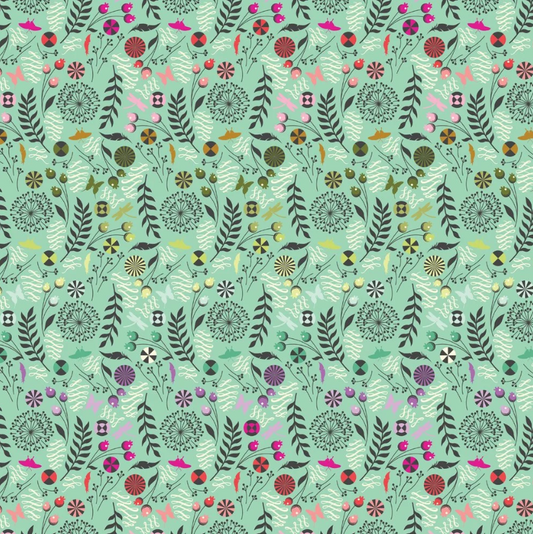Tula Pink ~ Prince Charming Deja Vu - Dandelion Sweet Mint