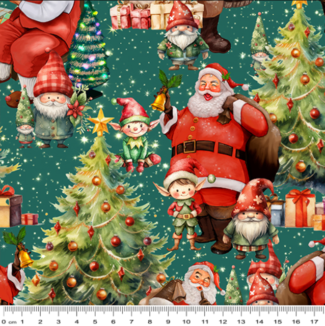 Fabric ~ Santa's Village Merryfolk Green