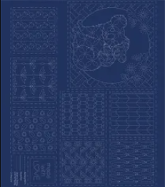 Panel~ Fauna Sashiko & Stitchery Panel DV4096 Navy