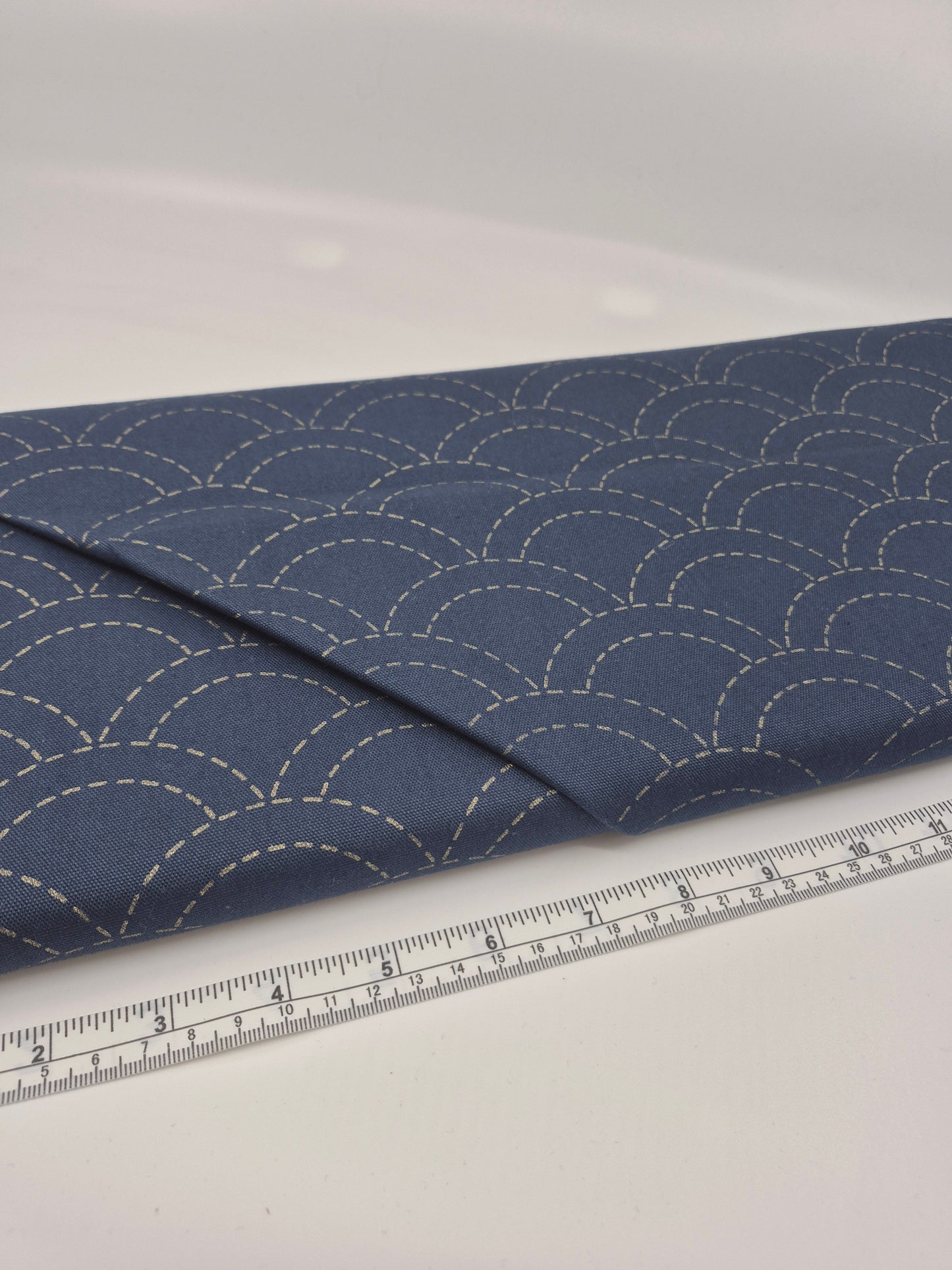 Fabric - Stencilled Sashiko (Overlapping Waves Navy Blue)