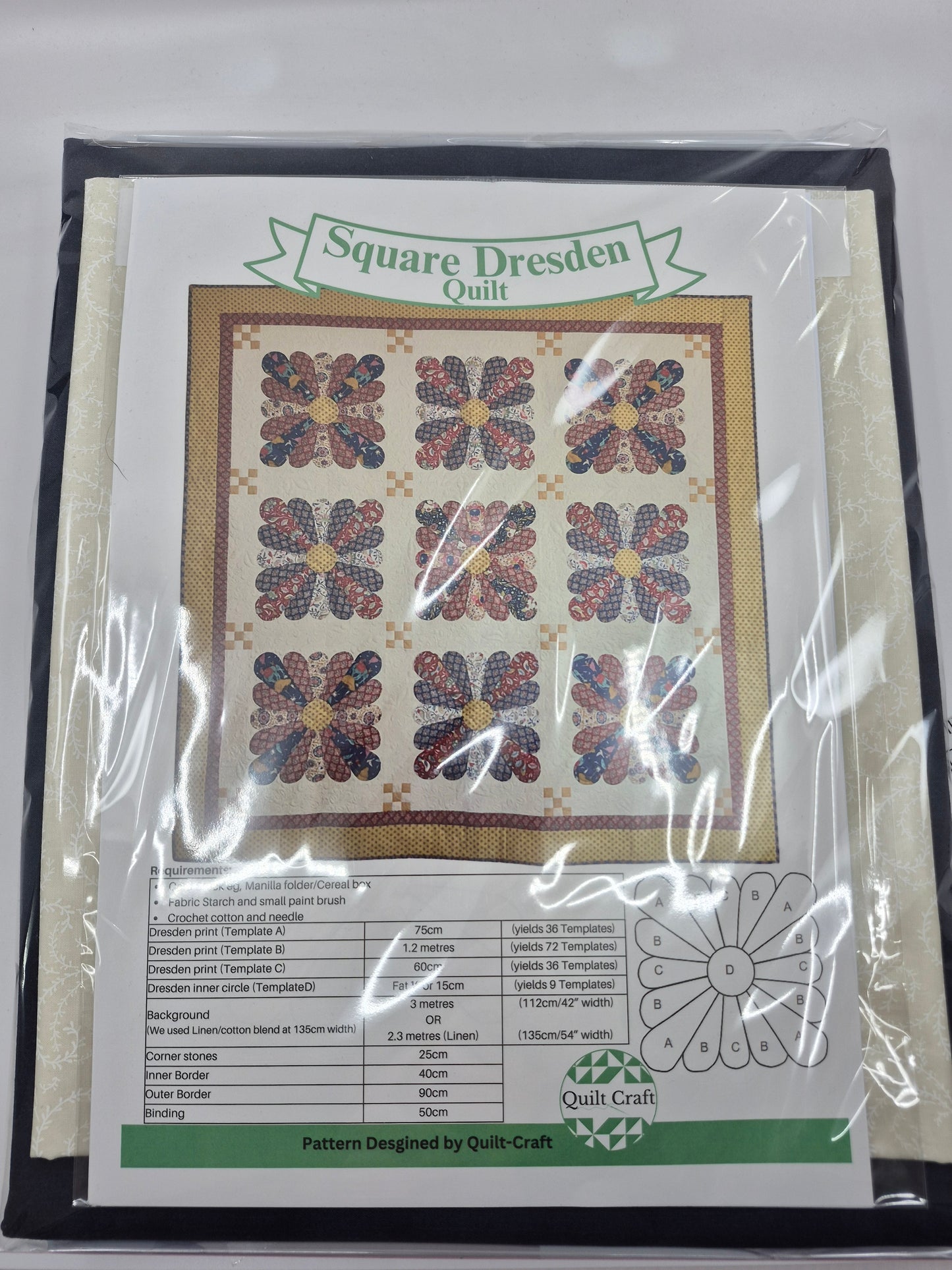 Square Dresden Quilt Kit with Templates  - Breathtaking Blues