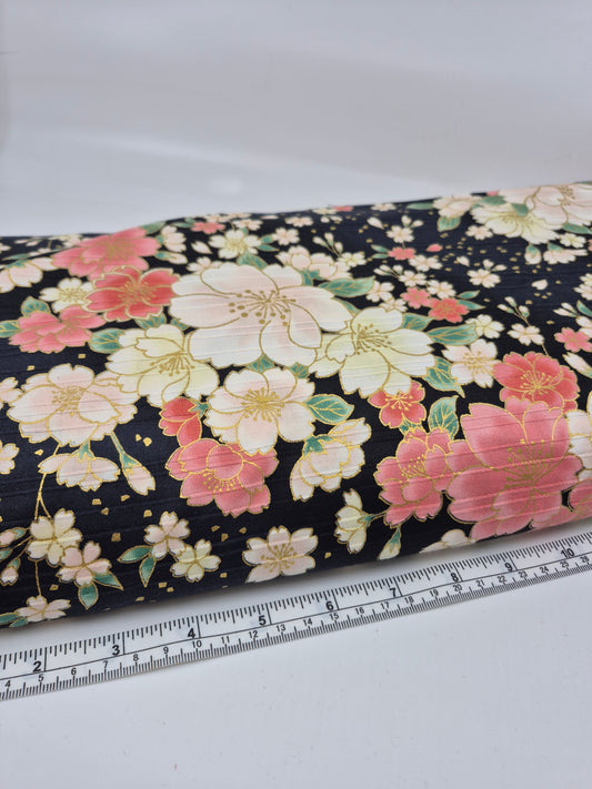 Japanese Cosmo Slub Floral AP42901 - 1E