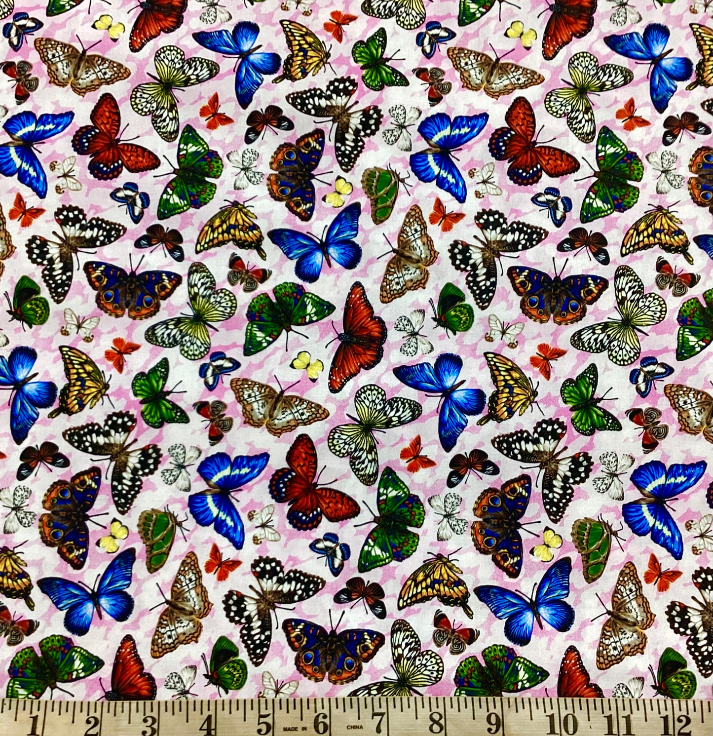 Fabric - Frolicking Fields Butterflies (Pink)