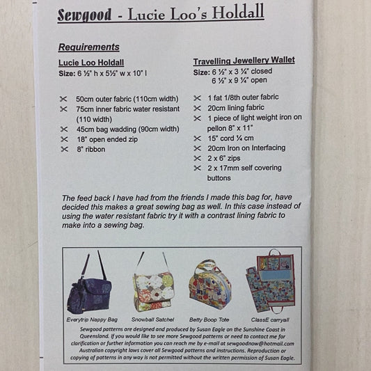 Pattern- Lucie Loo’s Holdalls