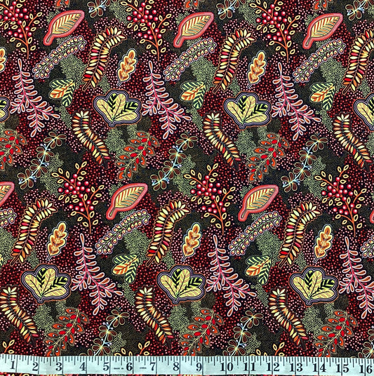 Fabric - Pannotia - Leaves (Brown)