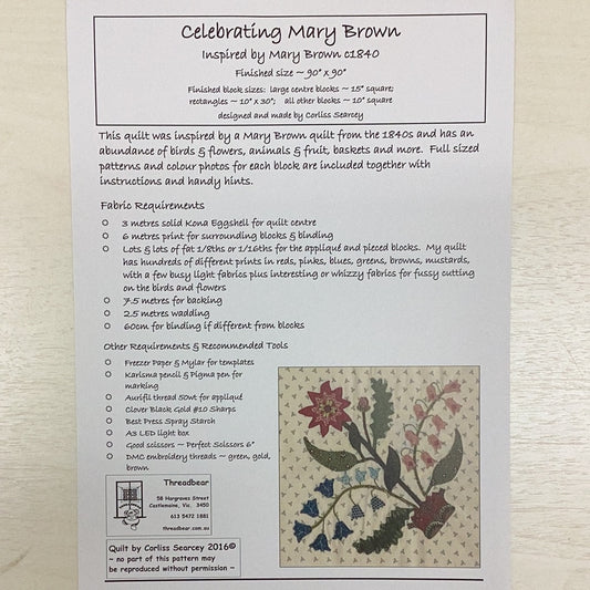 Pattern- Celebrating Mary Brown