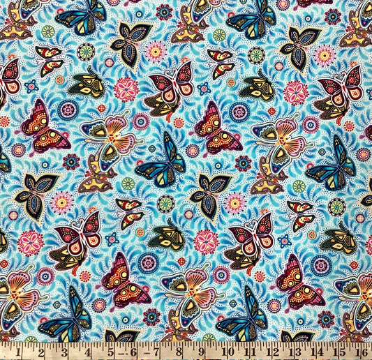 Fabric - Pannotia - Butterfly (Teal)