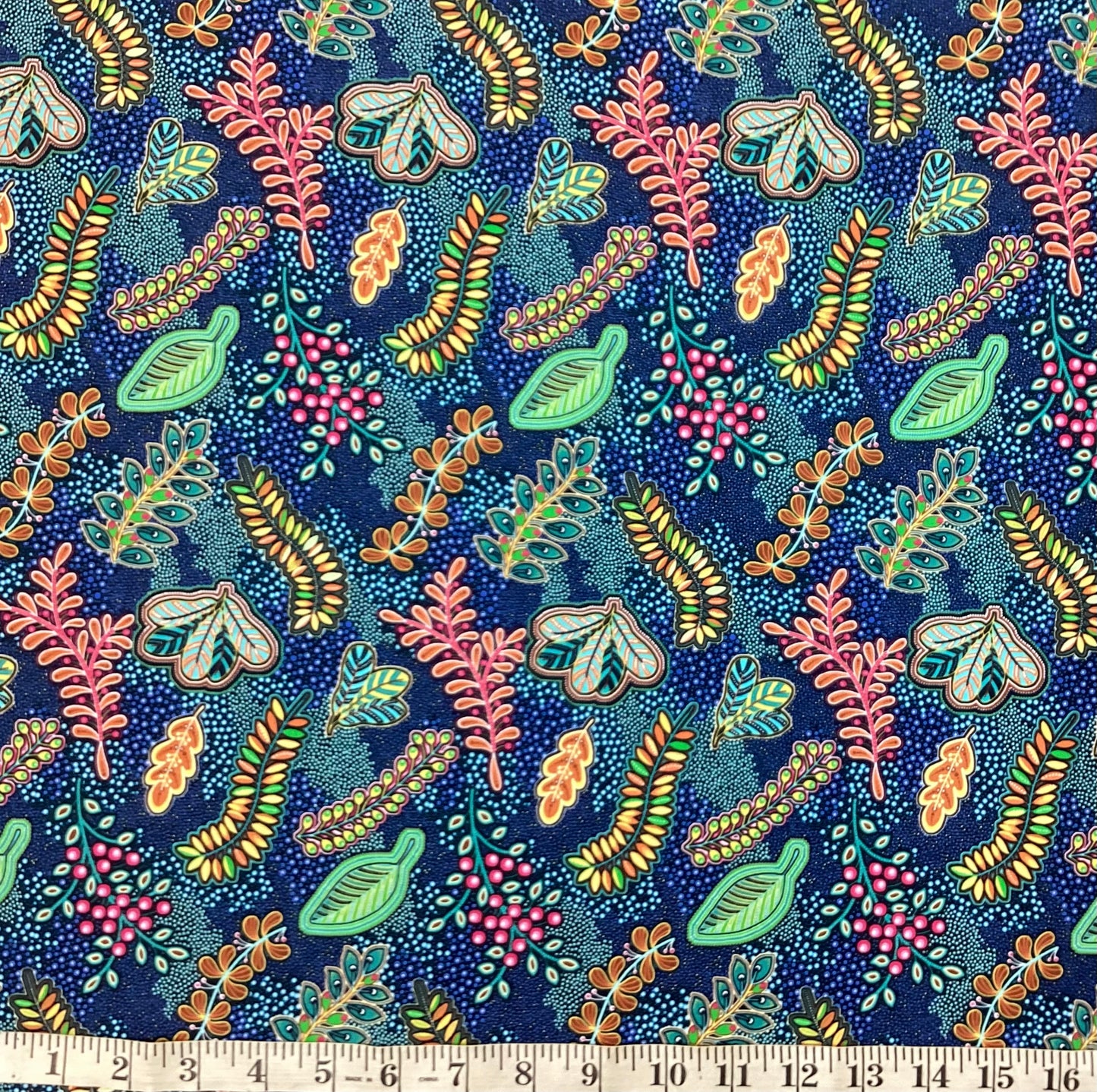 Fabric - Pannotia - Leaves (blue)